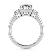 14K White Gold Lab Grown Diamond 3 5/8 Ct.Tw. Oval Shape Three Stone Engagement Ring