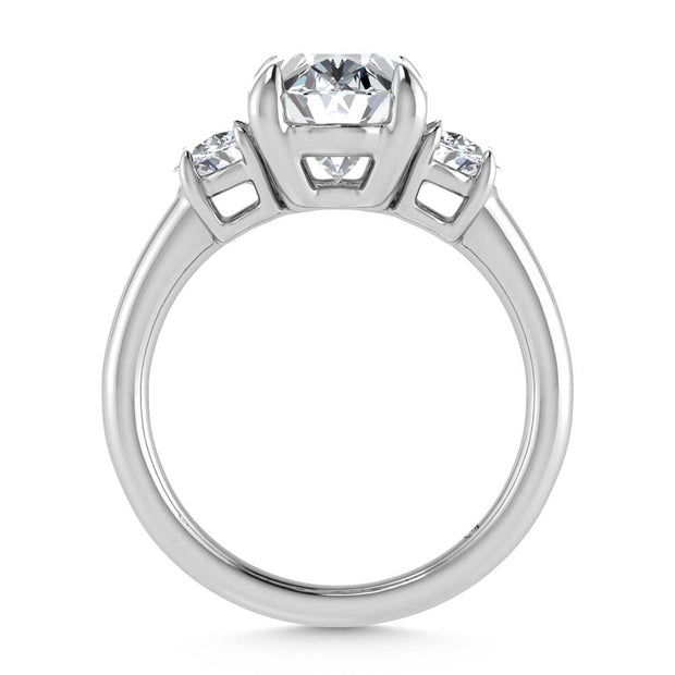 14K White Gold Lab Grown Diamond 3 5/8 Ct.Tw. Oval Shape Three Stone Engagement Ring