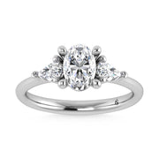 14K White Gold Lab Grown Diamond 1 3/8 Ct.Tw. Oval Shape Three Stone Engagement Ring