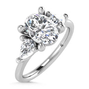 14K White Gold Lab Grown Diamond 1 3/8 Ct.Tw. Oval Shape Three Stone Engagement Ring