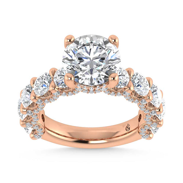 14K Rose Gold Lab Grown Diamond 10 Ct.Tw. Engagement Ring (7ct Round Center)