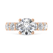 14K Rose Gold Lab Grown Diamond 6 Ct.Tw. Engagement Ring (3ct Round Center)