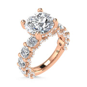 14K Rose Gold Lab Grown Diamond 6 Ct.Tw. Engagement Ring (3ct Round Center)