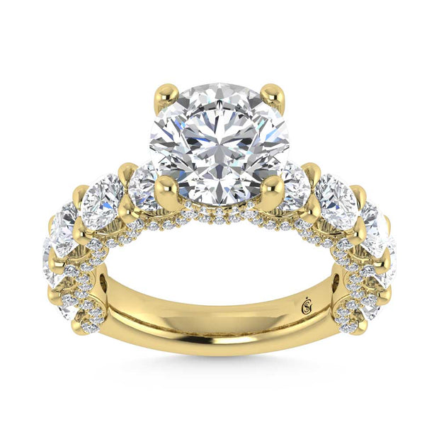 14K Yellow Gold Lab Grown Diamond 8 Ct.Tw. Engagement Ring (5ct Round Center)