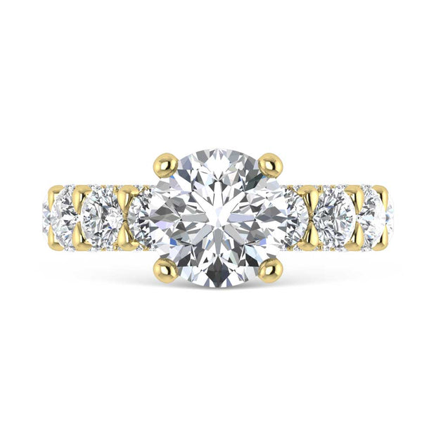 14K Yellow Gold Lab Grown Diamond 6 Ct.Tw. Engagement Ring (3ct Round Center)