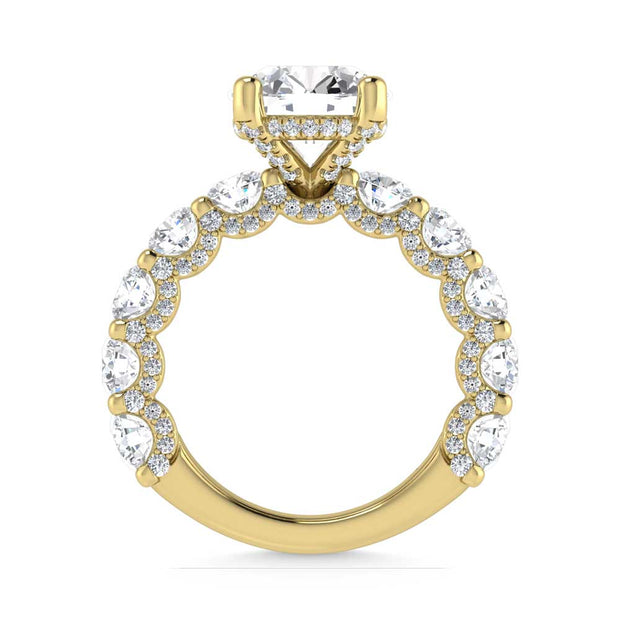 14K Yellow Gold Lab Grown Diamond 6 Ct.Tw. Engagement Ring (3ct Round Center)