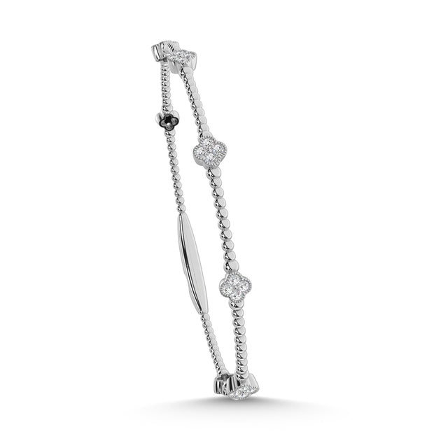 14K White Lab Grown 7/8 Ct.Tw. Clover Flexi Bangle