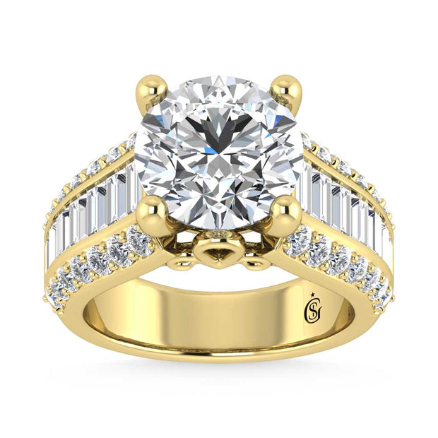 14K Yellow Gold Lab Grown Diamond 6 1/2 Ct.Tw. Double Line Engagement Ring