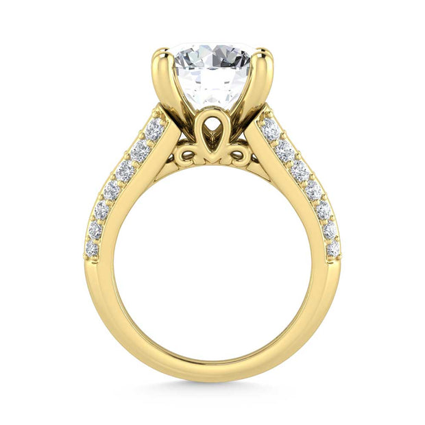 14K Yellow Gold Lab Grown Diamond 6 1/2 Ct.Tw. Double Line Engagement Ring