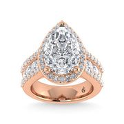 14K Rose Gold Lab Grown Diamond 6 7/8 Ct.Tw. Round Shank Engagement Ring (Pear Center)