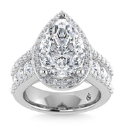 14K White Gold Lab Grown Diamond 6 7/8 Ct.Tw. Round Shank Engagement Ring (Pear Center)