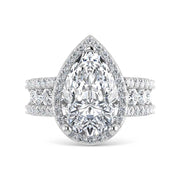 14K White Gold Lab Grown Diamond 6 7/8 Ct.Tw. Round Shank Engagement Ring (Pear Center)