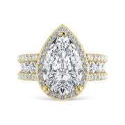 14K Yellow Gold Lab Grown Diamond 6 7/8 Ct.Tw. Round Shank Engagement Ring (Pear Center)