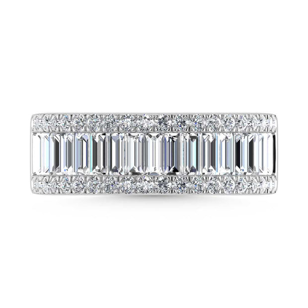 14K White Gold Round & Baguette Lab Grown Diamond 2 Ct.Tw. Wedding Band