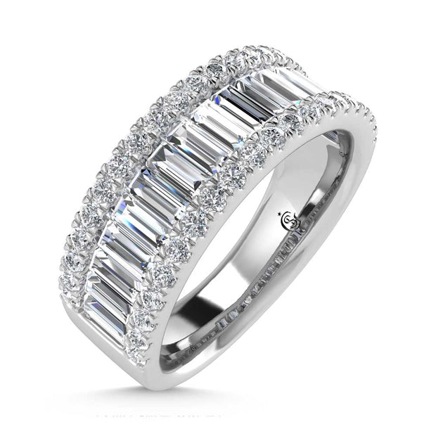 14K White Gold Round & Baguette Lab Grown Diamond 2 Ct.Tw. Wedding Band