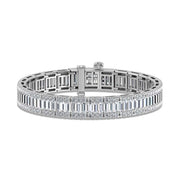 14K White Gold Round & Baguette Lab Grown Diamond 17 Ct.Tw. Tennis Bracelet
