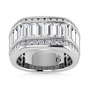 14K White Gold Lab Grown Diamond 4 3/4 Ct.Tw. Slim Baguette Mens Ring