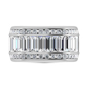 14K White Gold Lab Grown Diamond 4 3/4 Ct.Tw. Slim Baguette Mens Ring