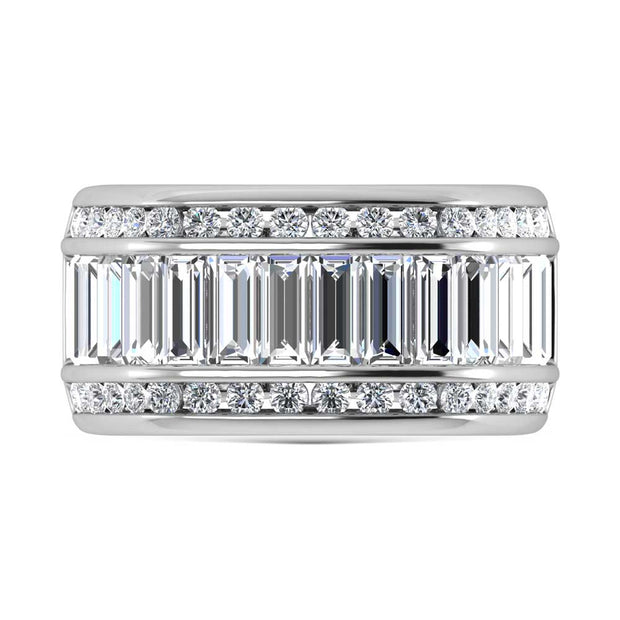 14K White Gold Lab Grown Diamond 4 3/4 Ct.Tw. Slim Baguette Mens Ring