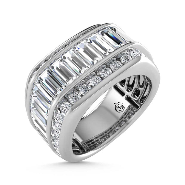 14K White Gold Lab Grown Diamond 4 3/4 Ct.Tw. Slim Baguette Mens Ring