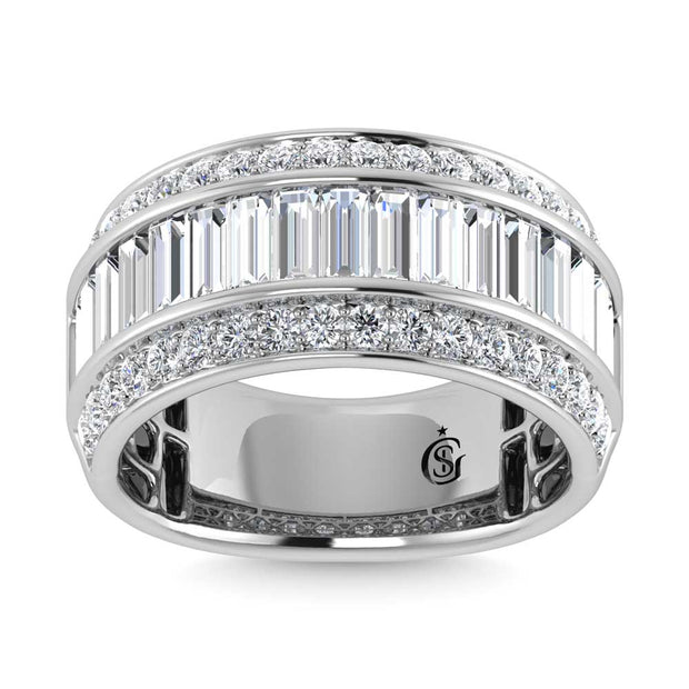 14K White Gold Lab Grown Diamond 3 Ct.Tw. Slim Baguette Band