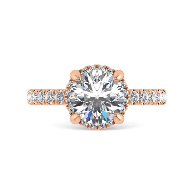 14K Rose Gold Lab Grown Diamond 2 1/2 Ct.Tw. Round Shape Engagement Ring