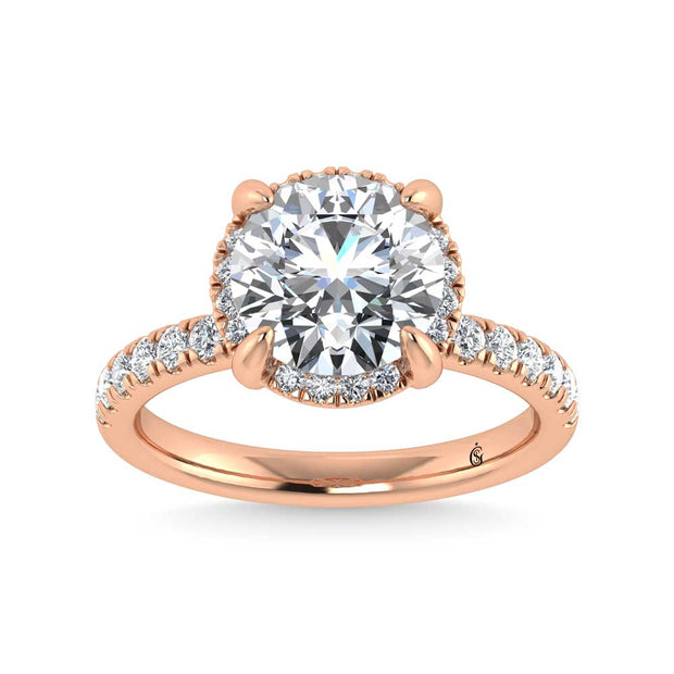 14K Rose Gold Lab Grown Diamond 3 1/2 Ct.Tw. Round Shape Engagement Ring