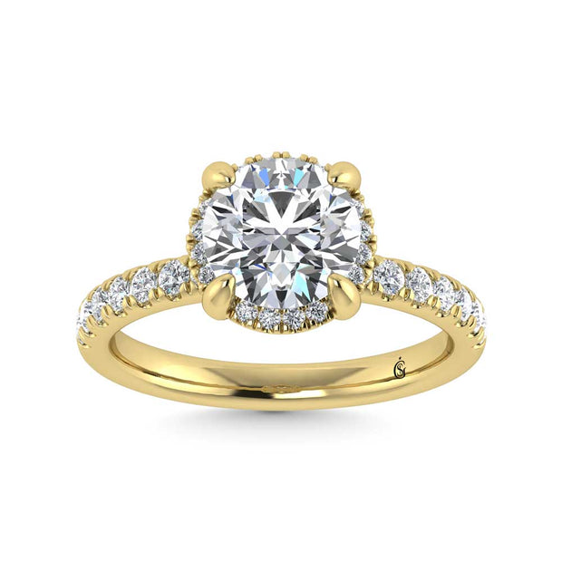 14K Yellow Gold Lab Grown Diamond 2 1/2 Ct.Tw. Round Shape Engagement Ring