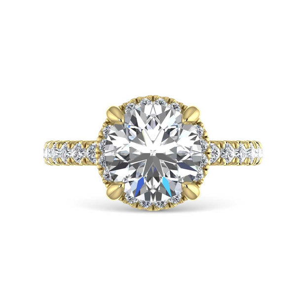 14K Yellow Gold Lab Grown Diamond 3 1/2 Ct.Tw. Round Shape Engagement Ring