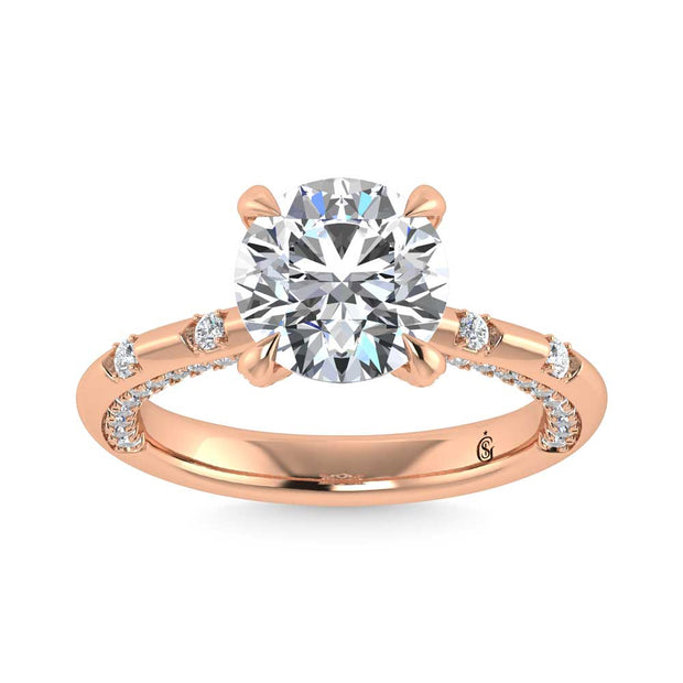 14K Rose Gold Lab Grown Diamond 3 1/2 Ct.Tw. Round Shape Engagement Ring