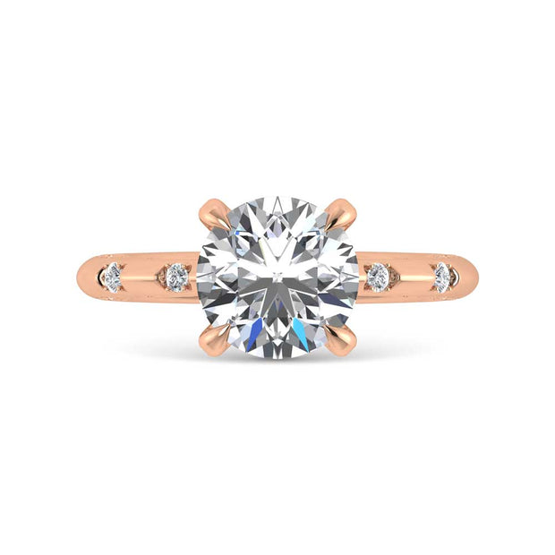 14K Rose Gold Lab Grown Diamond 3 1/2 Ct.Tw. Round Shape Engagement Ring