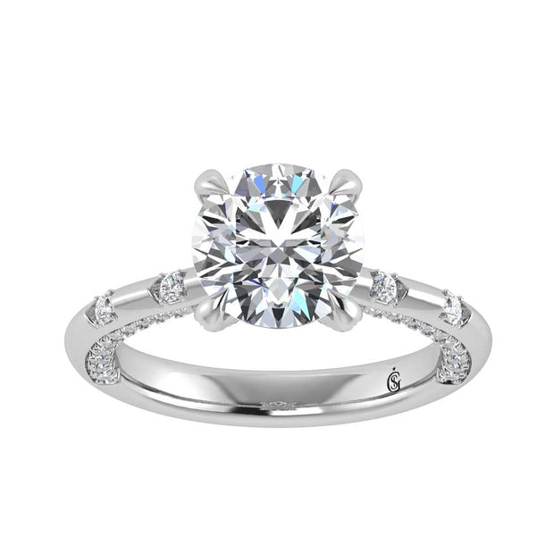 14K White Gold Lab Grown Diamond 3 1/2 Ct.Tw. Round Shape Engagement Ring