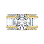 14K Yellow Gold Lab Grown Diamond 8 1/6 Ct.Tw. Round and Baguette Shank Engagement Ring (Round Center)