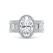 14K White Gold Lab Grown Diamond 4 5/8 Ct.Tw. Round and Baguette Shank Engagement Ring (Oval Center)