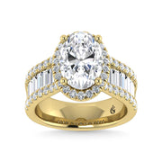 14K Yellow Gold Lab Grown Diamond 4 5/8 Ct.Tw. Round and Baguette Shank Engagement Ring (Oval Center)