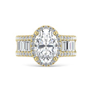 14K Yellow Gold Lab Grown Diamond 4 5/8 Ct.Tw. Round and Baguette Shank Engagement Ring (Oval Center)