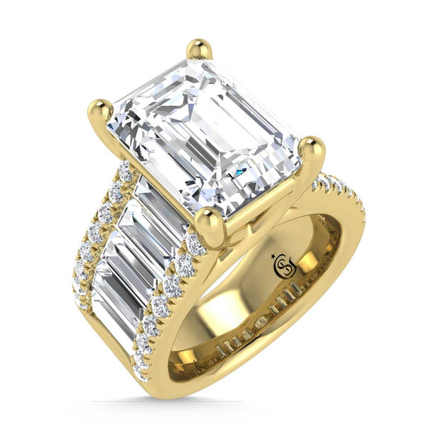 14K Yellow Gold Lab Grown Diamond 7 1/2 Ct.Tw. Engagement Ring