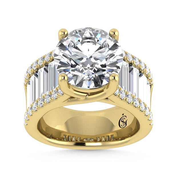 14K Yellow Gold Lab Grown Diamond 7 1/2 Ct.Tw. Engagement Ring