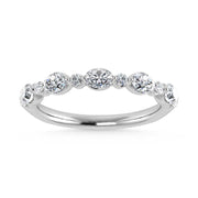 14K White Gold Lab Grown Diamond 1/3 Ct.Tw. Marquise and Round Shared Prong Set Stackable Band