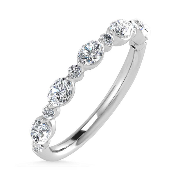 14K White Gold Lab Grown Diamond 1/3 Ct.Tw. Marquise and Round Shared Prong Set Stackable Band