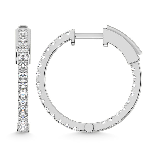 925 Silver Lab Grown Diamond 1 Ct.Tw. Hoop Earrings