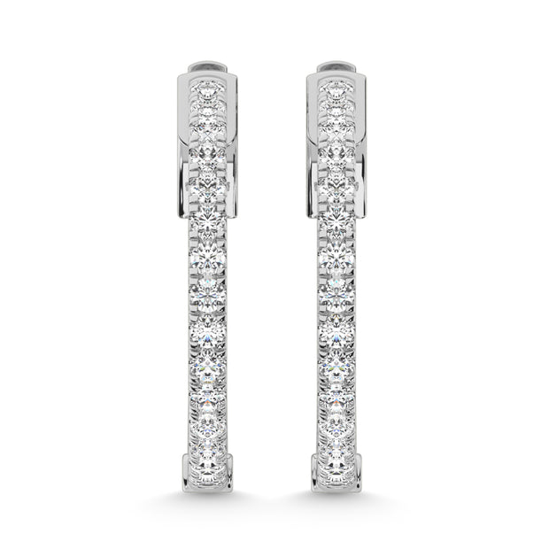 925 Silver Lab Grown Diamond 1 Ct.Tw. Hoop Earrings