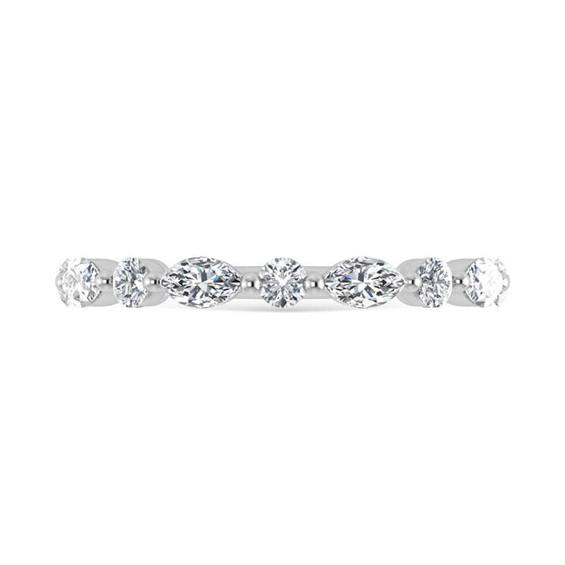 14K White Gold Lab Grown Diamond 1 Ct.Tw. Marquise and Round Stackable Band