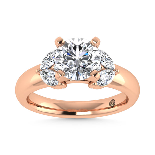 14K Rose Gold Labgrown Diamond 2 1/2 Ct.Tw. Engagement Ring (Center Round 2ct)