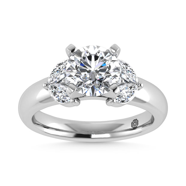 14K White Gold Labgrown Diamond 2 1/2 Ct.Tw. Engagement Ring (Center Round 2ct)