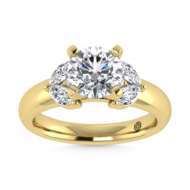 14K Yellow Gold Labgrown Diamond 2 1/2 Ct.Tw. Engagement Ring (Center Round 2ct)