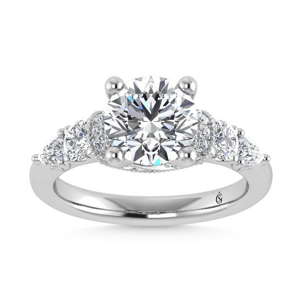 14K White Gold Labgrown Diamond 2 5/8 Ct.Tw.  Engagement Ring (Center Round 2ct)