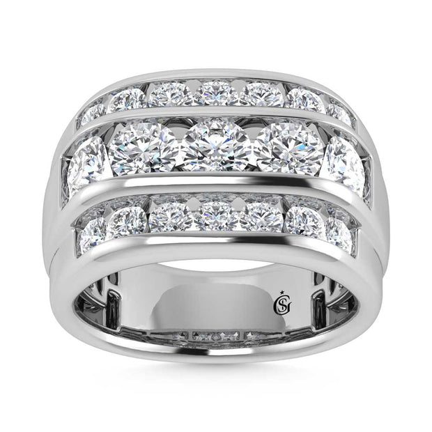 14K White Gold  4 1/10 Ct.Tw. Lab Grown Diamond Channel Set Mens Ring