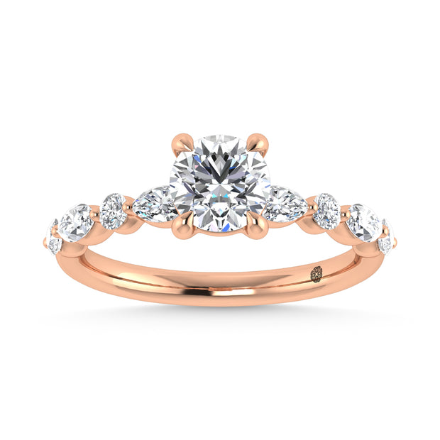 14K Rose Gold Lab Grown Diamond 1 1/3 Ct.Tw. Engagement Ring (Center 1 ct)