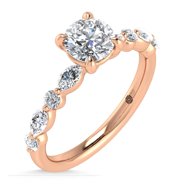 14K Rose Gold Lab Grown Diamond 1 1/3 Ct.Tw. Engagement Ring (Center 1 ct)